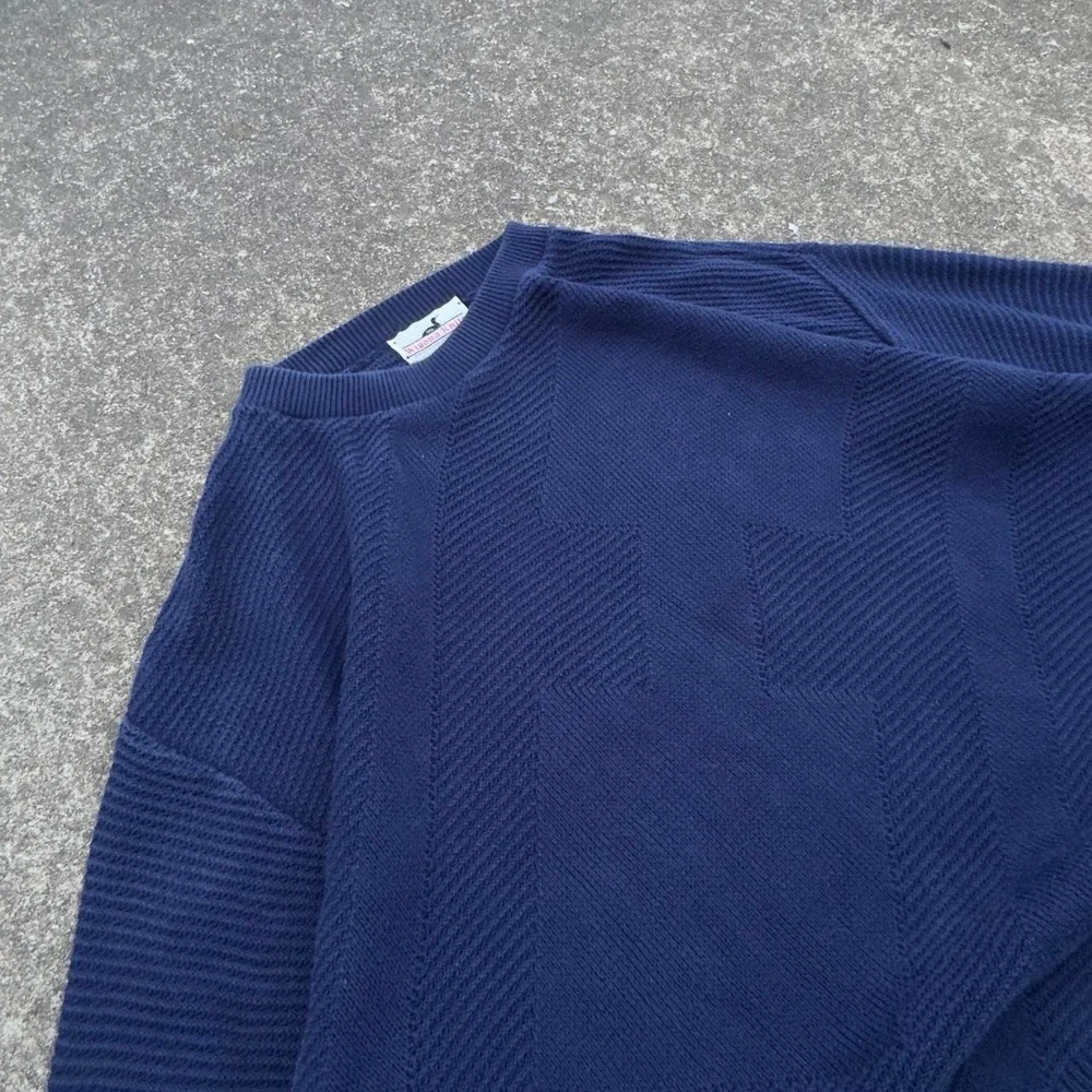 Vintage 90s Winona Knits Sweater Made in USA Workwear Gorpcore Navy Blue L